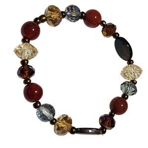 Boho Beaded Stretch Bracelet Brown Faceted Beads Fashion Jewelry Women